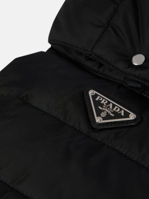 Найлоново палто с качулка Prada черно