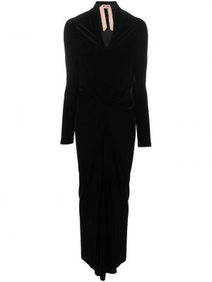 Žametna večerna obleka iz rebrastega žameta N°21 črna