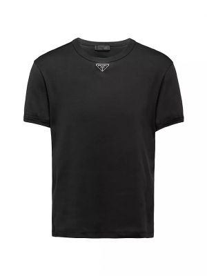 Черная хлопковая футболка Prada