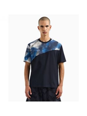 Camiseta con estampado de tejido jacquard Armani Exchange azul