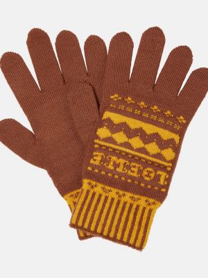 Шерстяные перчатки Loewe коричневые