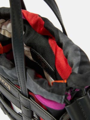 Μεταξωτή δερμάτινη τσάντα shopper Pucci μαύρο
