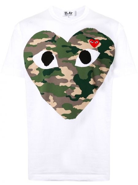 T-shirt à imprimé camouflage de motif coeur Comme Des Garçons Play blanc