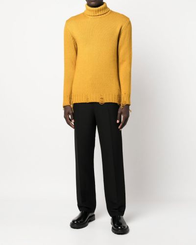 Sweter z przetarciami Pt Torino żółty