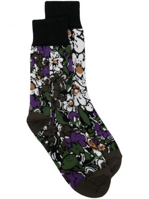 Kvetinové bavlnené ponožky s potlačou Sacai