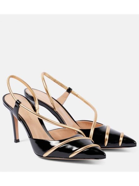 Slingback lack läder pumpar med remmar Gianvito Rossi svart