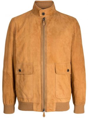 Bomber jakna od brušene kože s patentnim zatvaračem Man On The Boon. smeđa