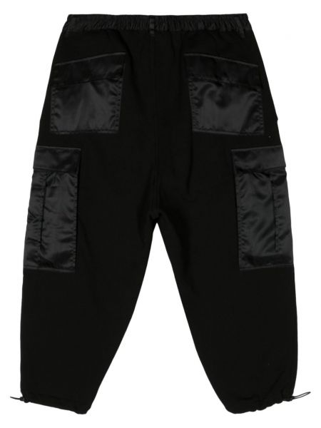 Satynowe spodnie sportowe bawełniane Junya Watanabe Man czarne