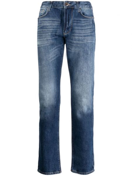 Straight fit džíny s nízkým pasem Emporio Armani modré