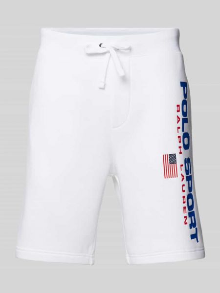 Szorty bawełniane z nadrukiem sportowe Polo Sport białe