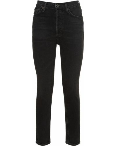 Slim fit skinny džíny s vysokým pasem Agolde černé