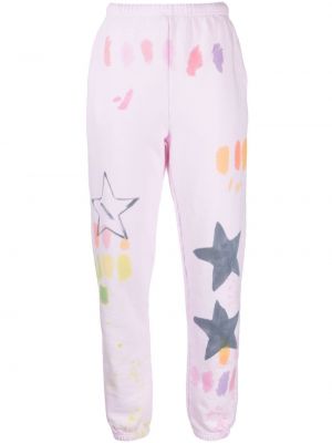 Pantaloni sport din bumbac cu imagine cu stele Collina Strada roz