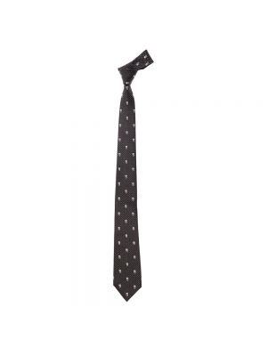Czarny jedwabny krawat w grochy Alexander Mcqueen