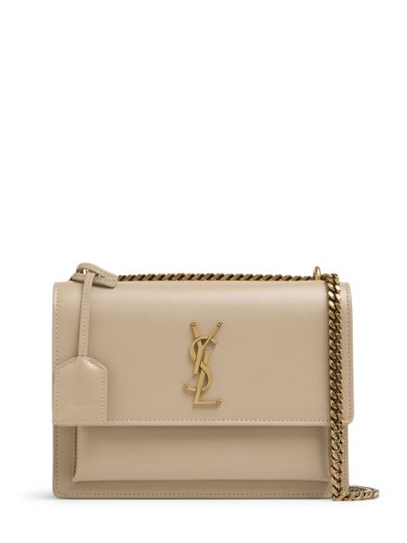 Lær farget veske Saint Laurent beige