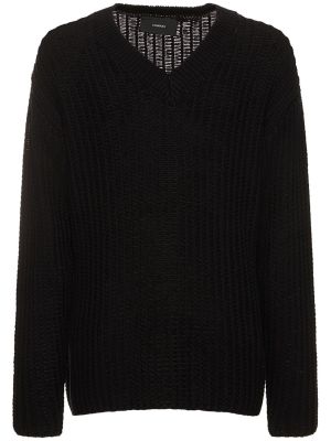 Suéter de punto con escote v Commas negro