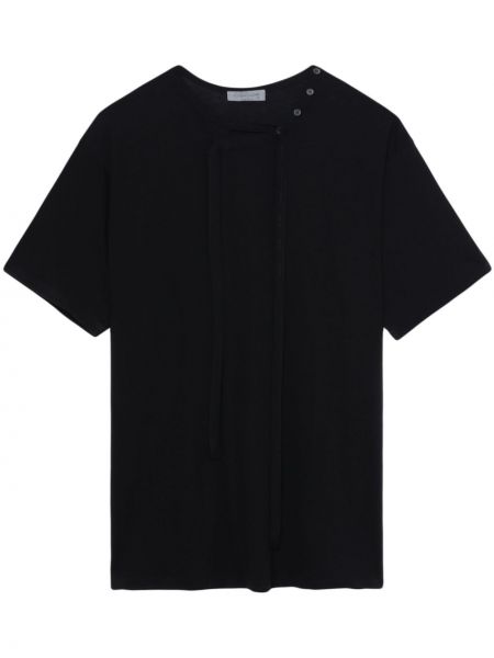 Asimetrisks kokvilnas t-krekls Yohji Yamamoto melns