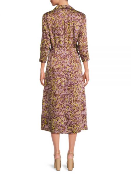 Атласное платье-рубашка с абстрактным узором Cinq À Sept розовое