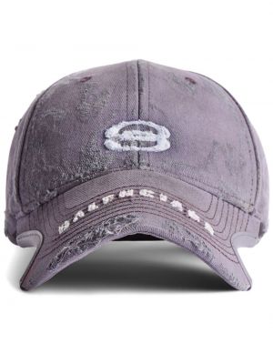 Kepurė su snapeliu su nubrozdinimais Balenciaga violetinė