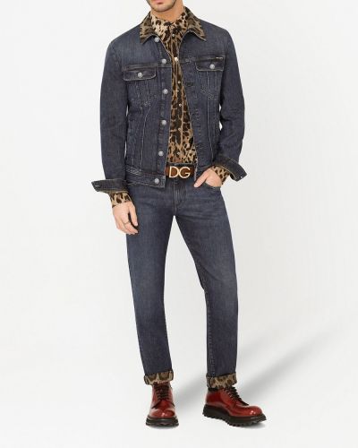 Slim fit skinny jeans mit leopardenmuster Dolce & Gabbana schwarz