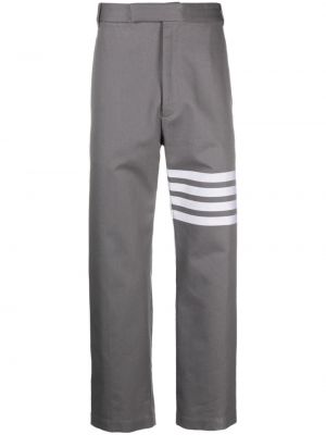 Βαμβακερό παντελόνι με ίσιο πόδι Thom Browne γκρι