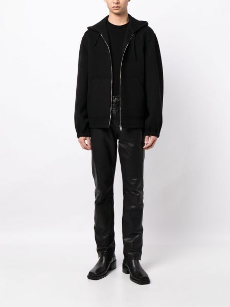Vilnonis džemperis su gobtuvu su užtrauktuku Givenchy juoda