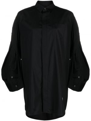 Klasické bavlněné mini šaty s knoflíky Sacai - černá
