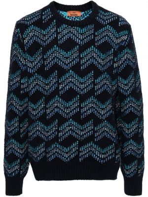 Плетен пуловер Missoni синьо