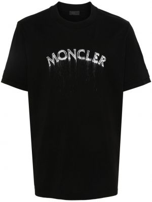 Pamut póló nyomtatás Moncler fekete
