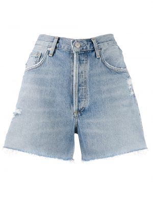 Obrabljene kratke jeans hlače Agolde modra