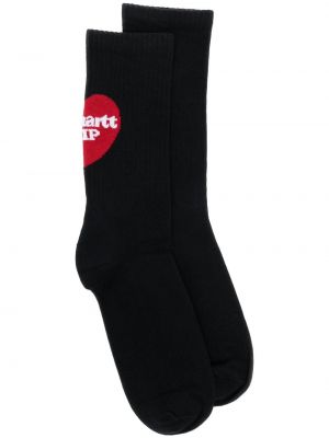 Pletené ponožky s výšivkou Carhartt Wip černé