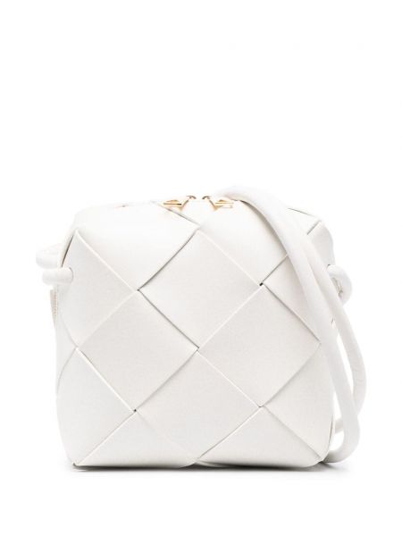 Δερμάτινη τσάντα χιαστί Bottega Veneta λευκό