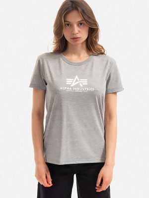 Bavlněné tričko Alpha Industries šedé