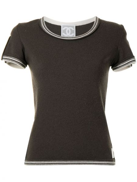 Camiseta a rayas Chanel Pre-owned marrón