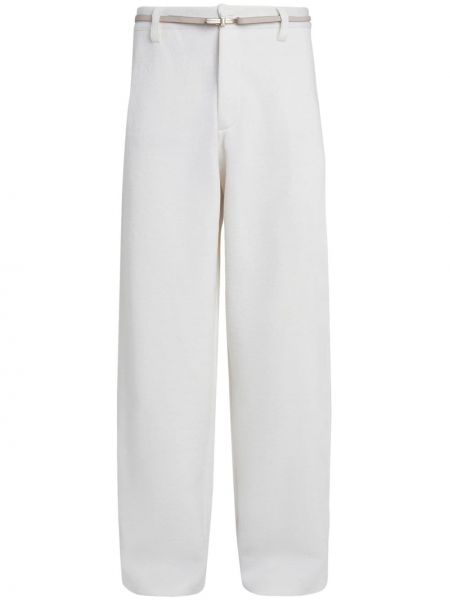Rovné kalhoty s vysokým pasem Zegna bílé