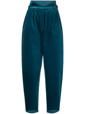 Кадифени панталон Versace Pre-owned синьо