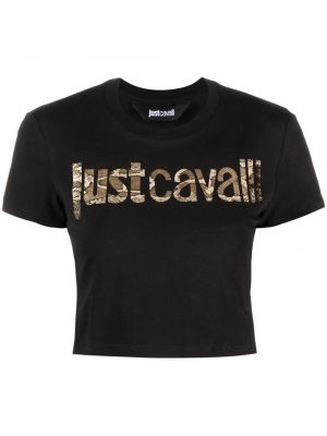 Тениска с принт Just Cavalli черно
