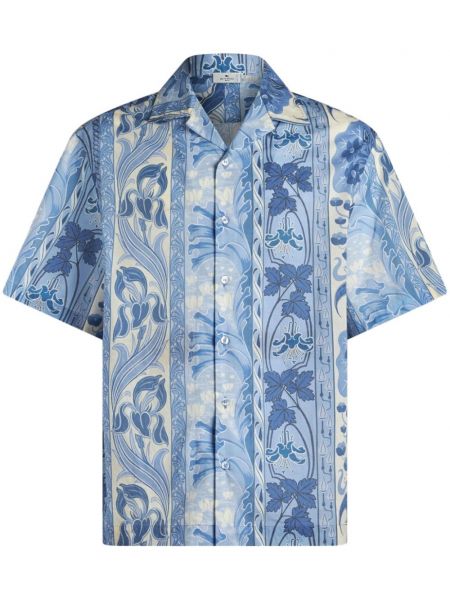 Košulja s cvjetnim printom s printom Etro plava