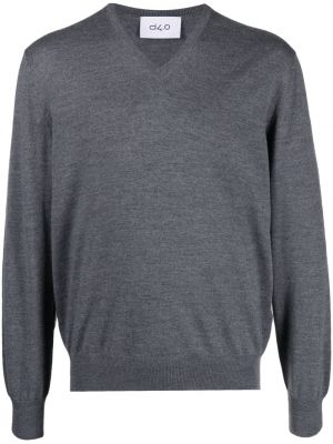 Sweter wełniany z dekoltem w serek D4.0 szary