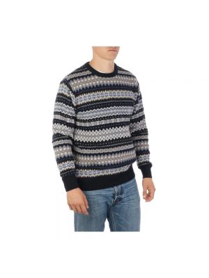 Sweter z dekoltem w serek Barbour niebieski