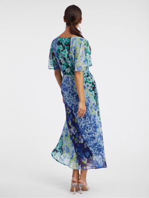 Kvetinové midi šaty Orsay modrá