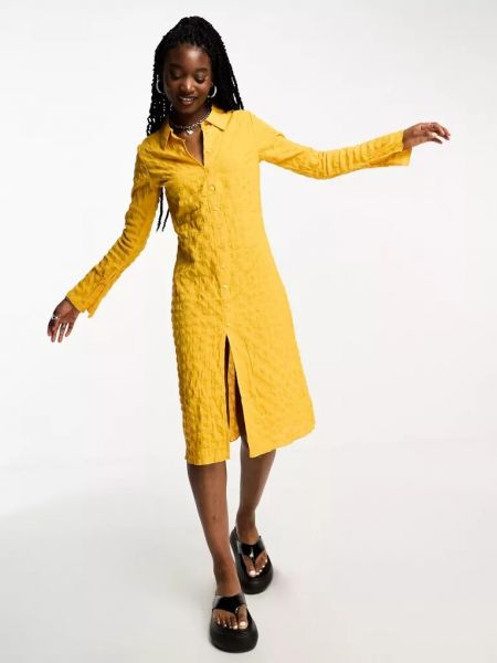 Платье миди Weekday желтое