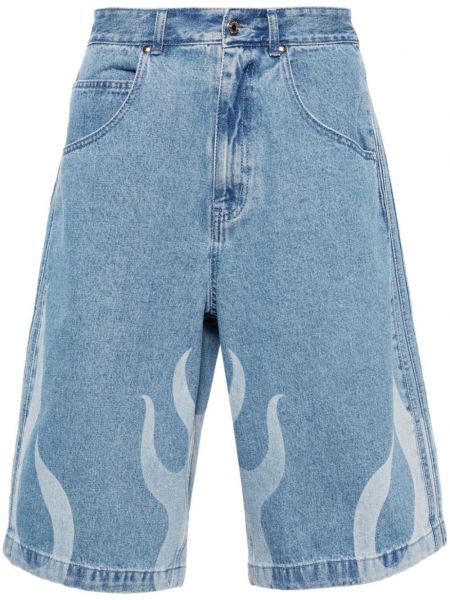 Kratke jeans hlače s potiskom Adidas modra