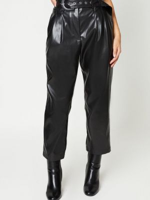 Кожаные брюки слим из искусственной кожи Dorothy Perkins черные