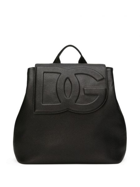 Kožený batoh so sťahovacou šnúrkou Dolce & Gabbana čierna