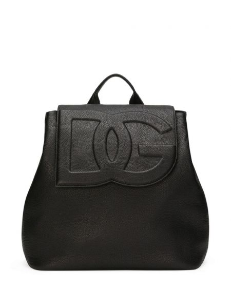 Sac à dos à cordon en cuir Dolce & Gabbana noir