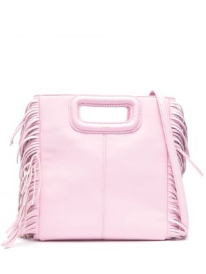 Δερμάτινη τσάντα χιαστί Maje ροζ