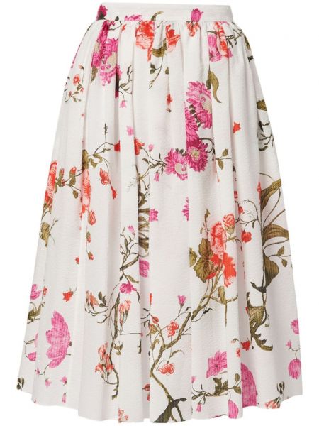 Květinové bavlněné sukně s potiskem Erdem bílé