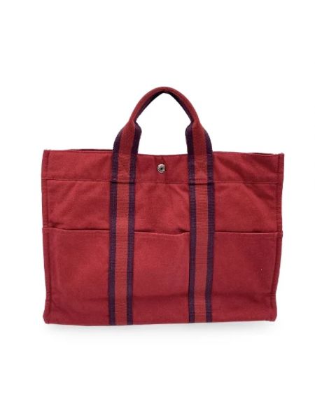 Bolsa de tela de cuero retro Hermès Vintage rojo