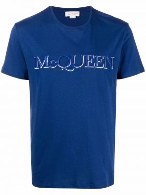 Camiseta con bordado Alexander Mcqueen azul