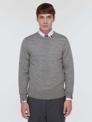 Вълнен пуловер от джърси Thom Browne сиво